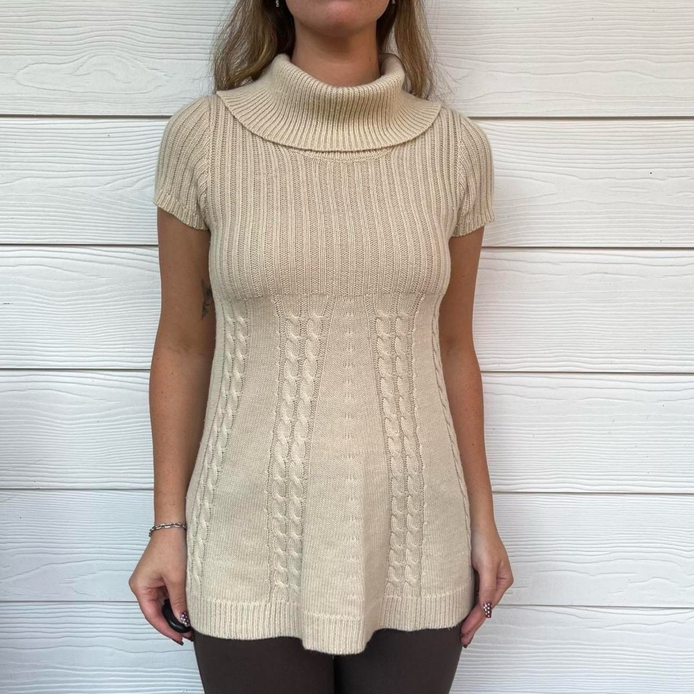 Charlotte Russe Cream Cowl Neck Knit Sweater
